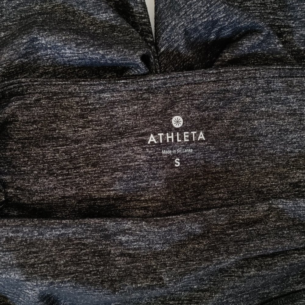 Athleta Black Heathered Cropped Leggings Size Small Cutout hem detail - Picture 4 of 4